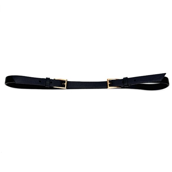 Prada Skinny Belt Size S M Black Leather Rose Gold Hardware - Picture 6 of 10